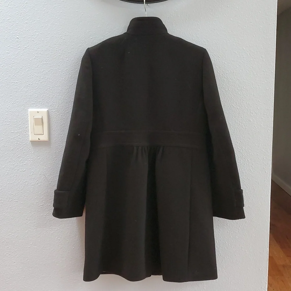 J. Crew Double Cloth Wool Peplum Black Pea Coat - Picture 6 of 8